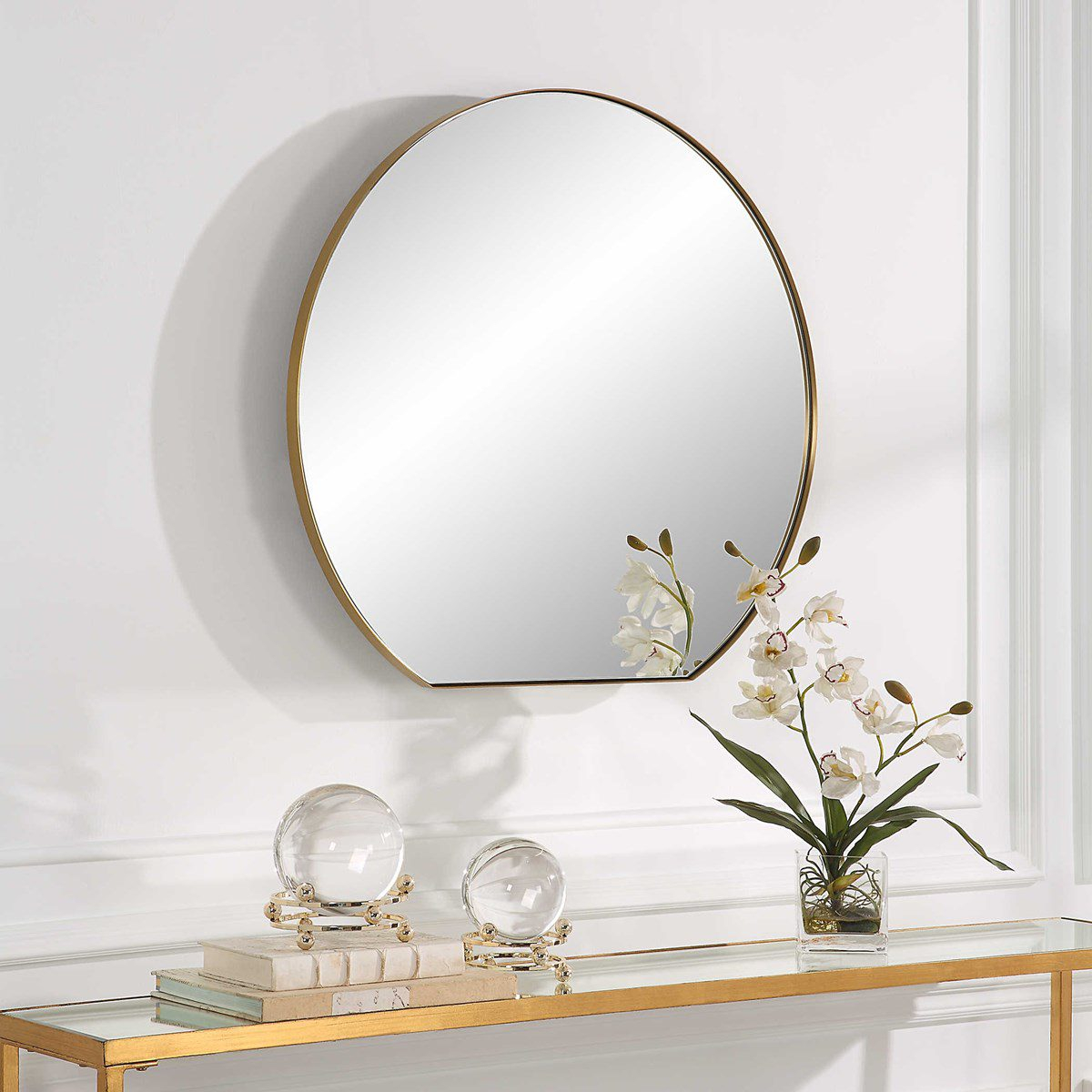 Uttermost Cabell Small Brass Mirror | The Gilded Thistle inside Uttermost Cabell Brass Oval Mirror