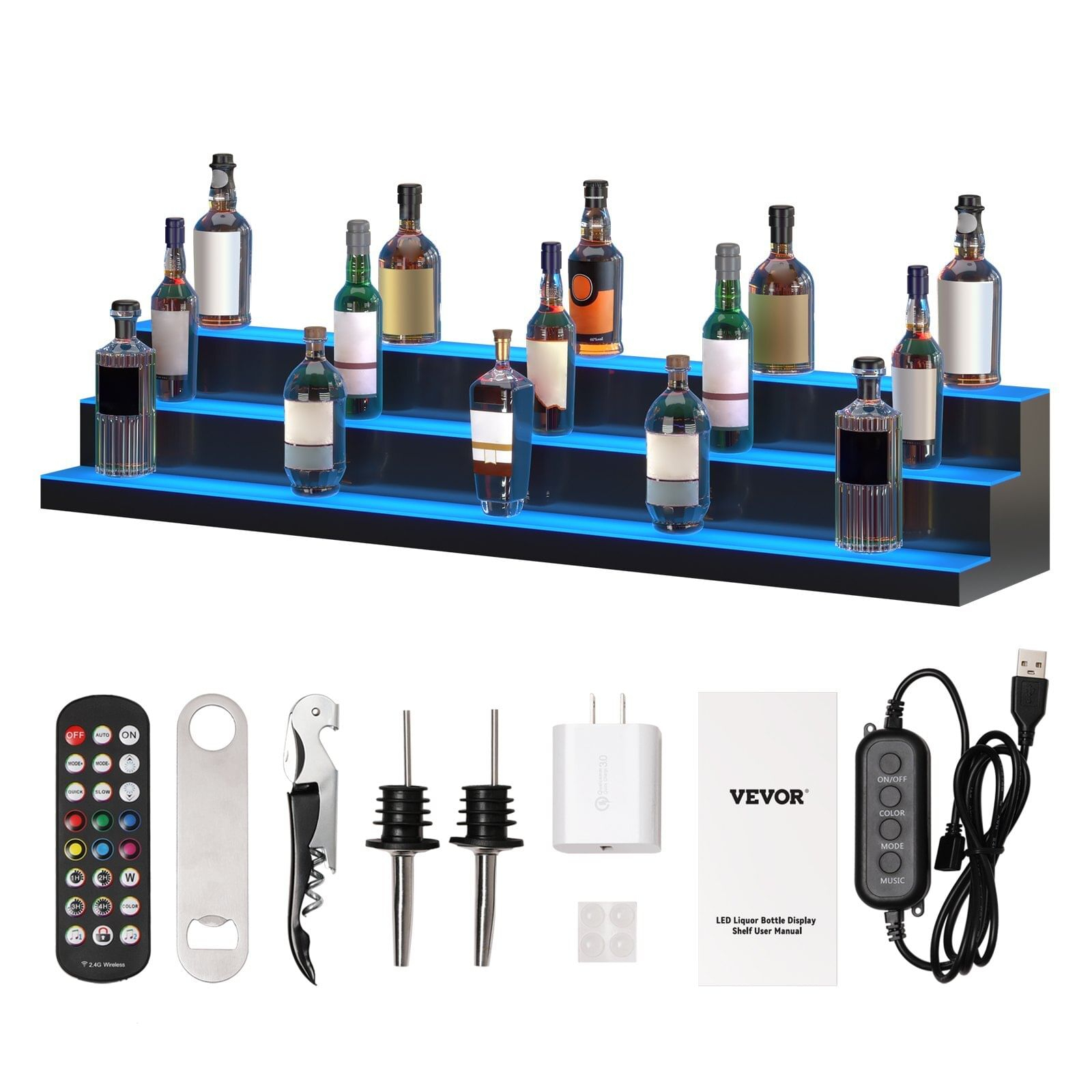 Vevor Led Lighted Liquor Bottle Display Bar Shelf Rf & App C throughout VEVOR LED Liquor Shelf Making Your Home Bar Stand Out