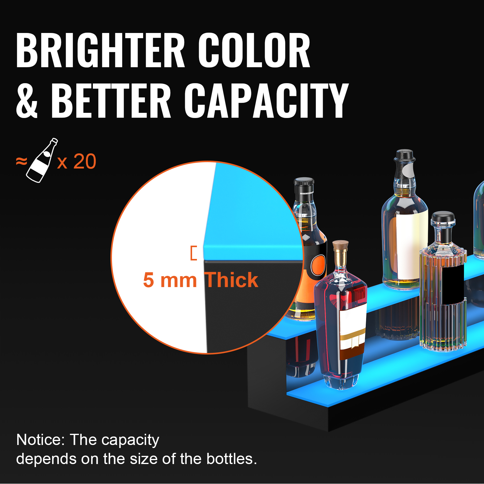 Vevor Led Lighted Liquor Bottle Display Bar Shelf Rf & App Control 40 ... with Vevor Led Lighted Liquor Bottle Display Bar Shelf Rf & App Control 40" 2-Step