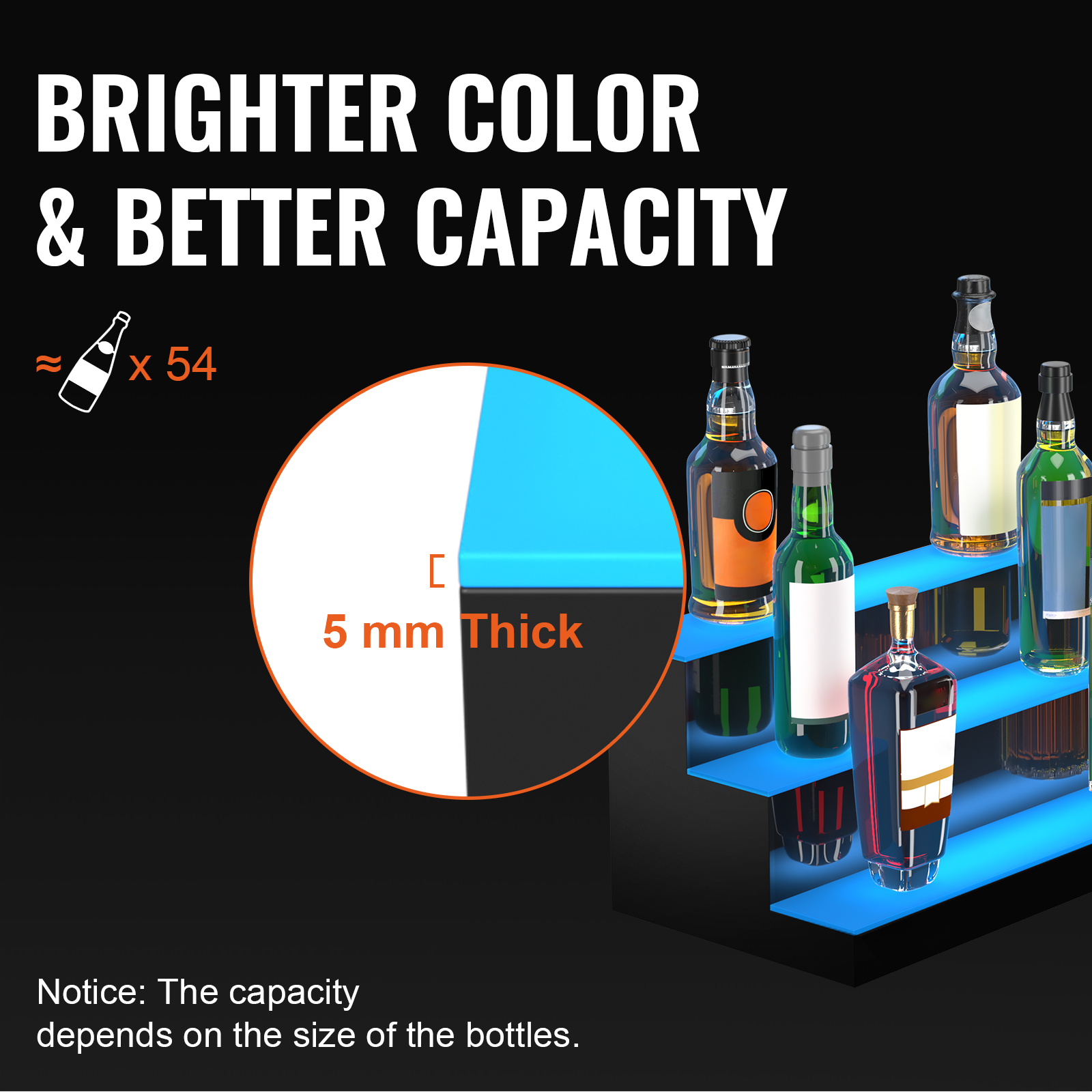 Vevor Led Lighted Liquor Bottle Display Bar Shelf Rf & App Control 60" 3-Step | Vevor Us intended for Mastering Mixology Displaying Drinks with VEVOR's LED Shelf