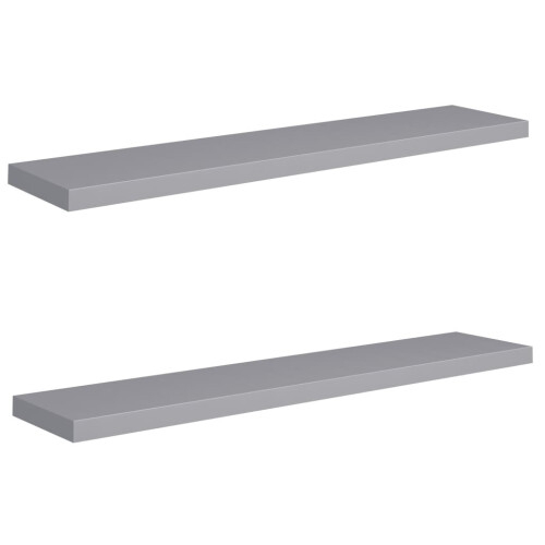 Vidaxl 2X Floating Wall Shelves Grey 120X23.5X3.8 Cm Mdf Display ... intended for Effortless Elegance Installing Your vidaXL 19.7" Floating Glass Shelves