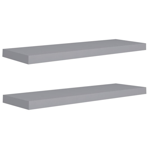 Vidaxl 2X Floating Wall Shelves Grey 80X23.5X3.8 Cm Mdf Display Hanging ... regarding Vidaxl 2X Floating Shelves Glass 19.7"X7.9" Wall Hanging Mounted Shelves Home