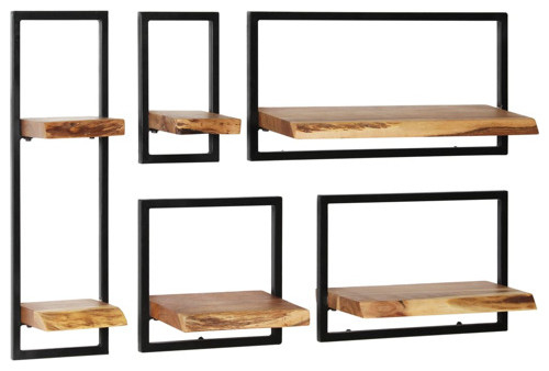 Vidaxl Wall Shelves Floating Shelves Display Shelves 2 Pcs Solid Acacia ... inside Vidaxl Wall Shelves Floating Shelves Display Shelves 2 Pcs Rough Mango Wood