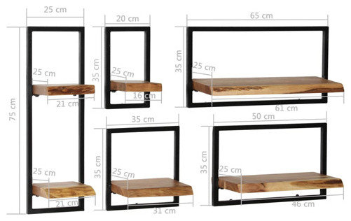 Vidaxl Wall Shelves Floating Shelves Display Shelves 2 Pcs Solid Acacia ... throughout Creating Impact vidaXL Rough Mango Wood Shelves for Curated Displays