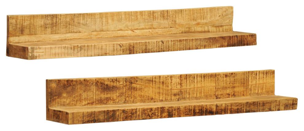 Vidaxl Wall Shelves Floating Shelves Display Shelves For Dvds 2 Pcs Solid Wood - Rustic ... intended for Creating Impact vidaXL Rough Mango Wood Shelves for Curated Displays