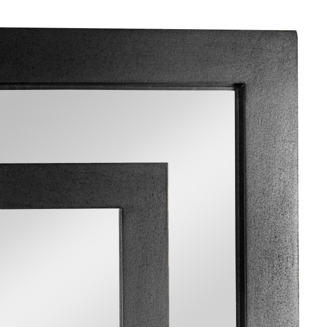 Vintage Glass Wall Mirror With Geometric Art Deco Wood Frame, Gold ... pertaining to Vintage Glass Wall Mirror With Geometric Art Deco Wood Frame, Gold, Black