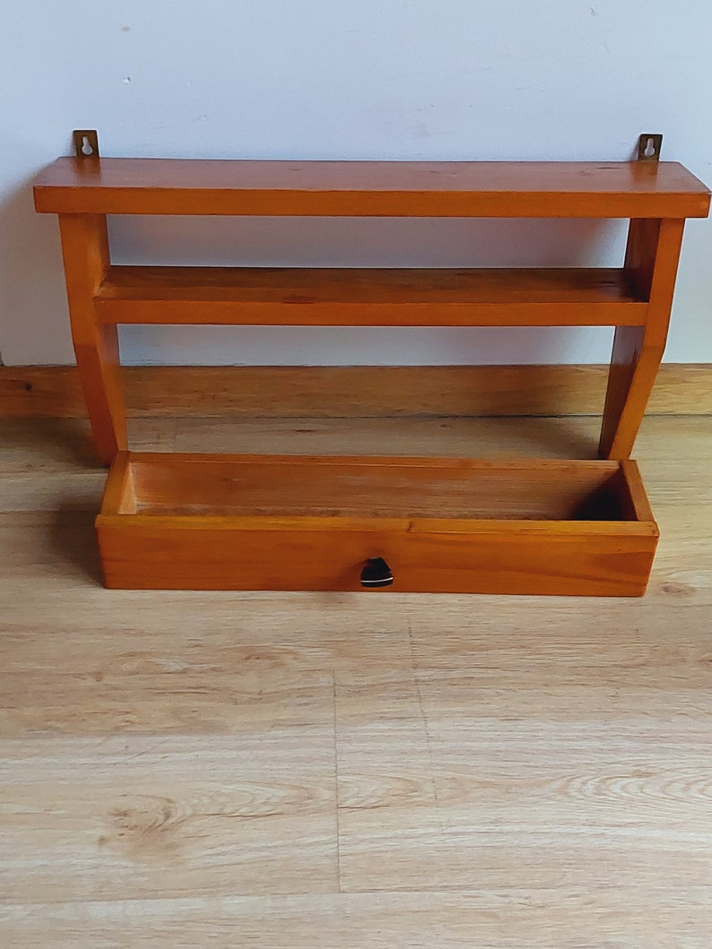 Vintage Wall Shelf With Drawer/Rustic Kitchen Schelf With - Etsy with Beyond Storage The Artful Integration of Rustic Iron Shelves with Drawers
