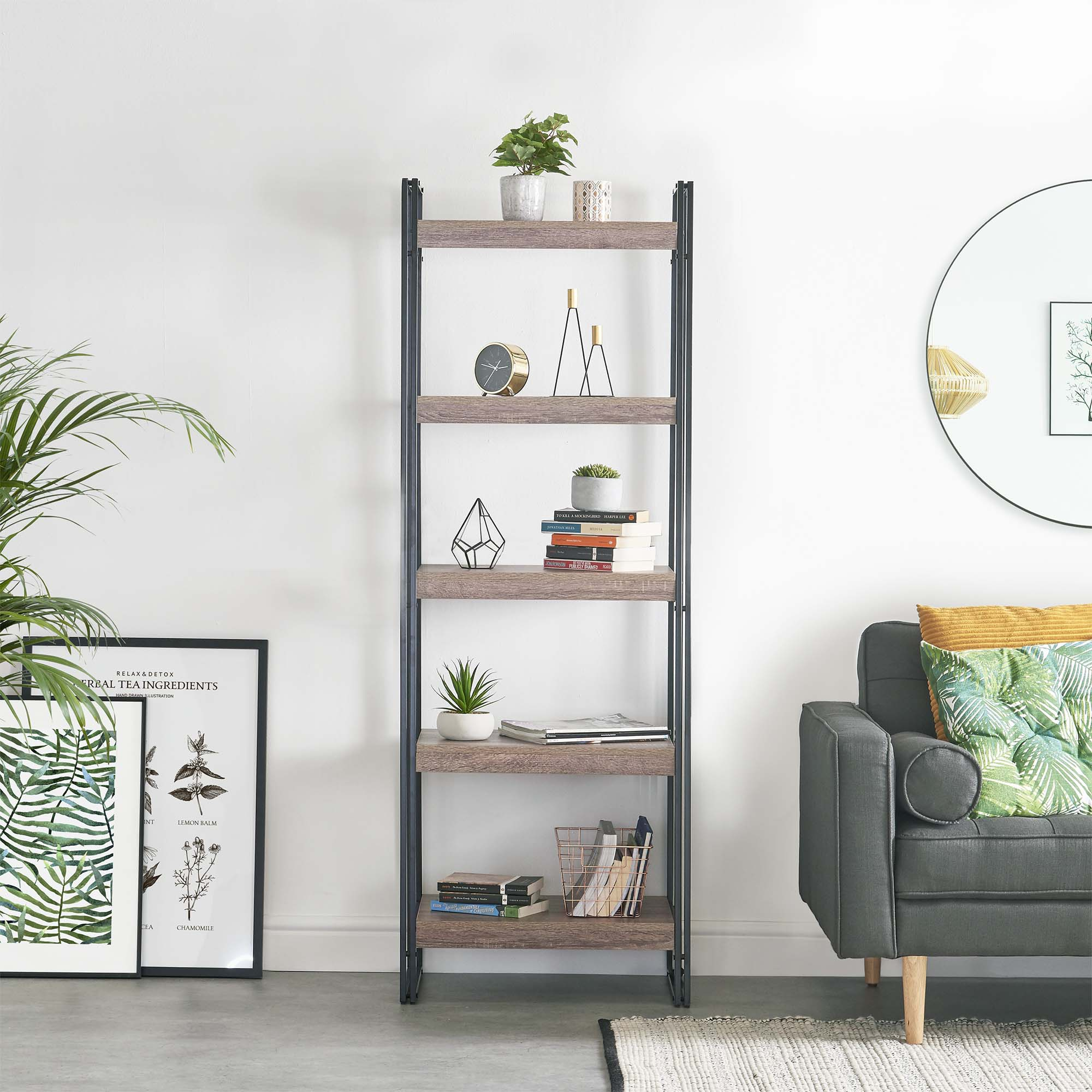 Vonhaus Ladder Shelving Unit 5 Tier Display Stand Book Shelf Storage ... with The Versatile 5-Tier Etagere Shelf Your Living Room's New Best Friend
