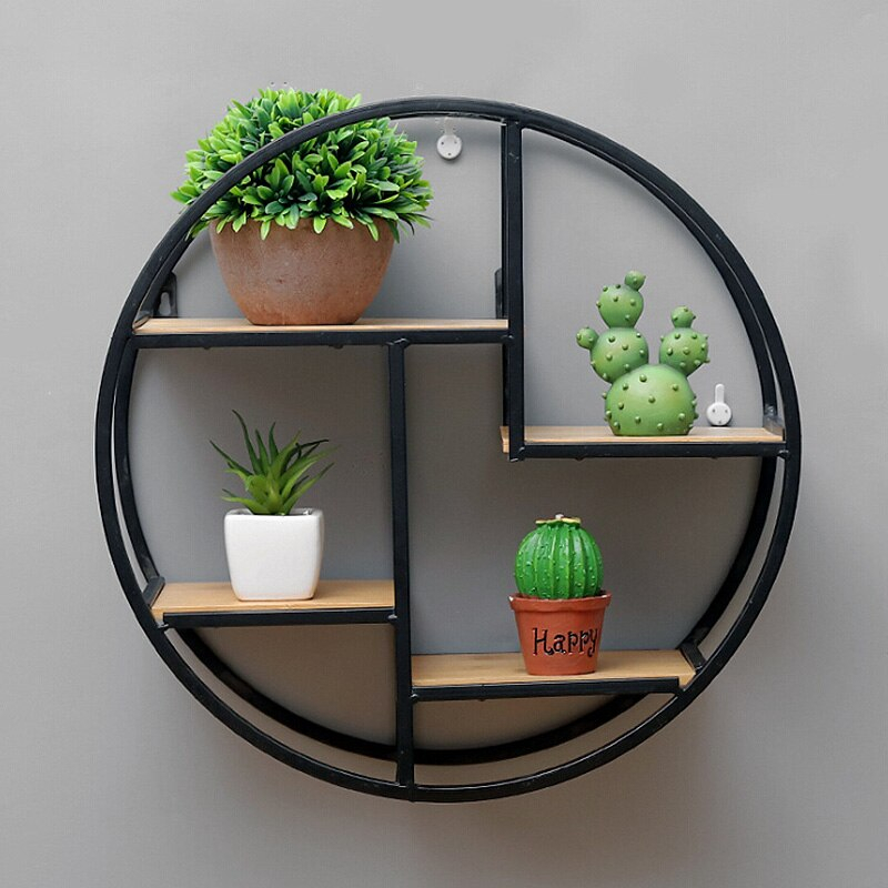 Wall Mounted Iron Shelf Round Floating Shelf Wall ... - Grandado with 23" Round Wall-Mounted Iron Hanging Floating Shelves, Black