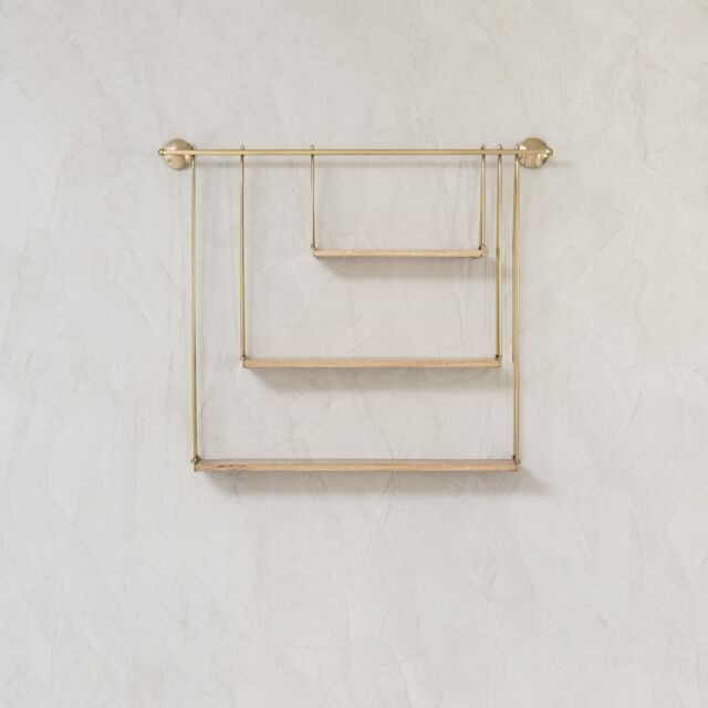 Wall Shelf Shelves & Bookcases 3 Tier Solid Wood Floating Shelves ... for Luna Three Tier Wall Mounted Shelf, Black, Natural Wood
