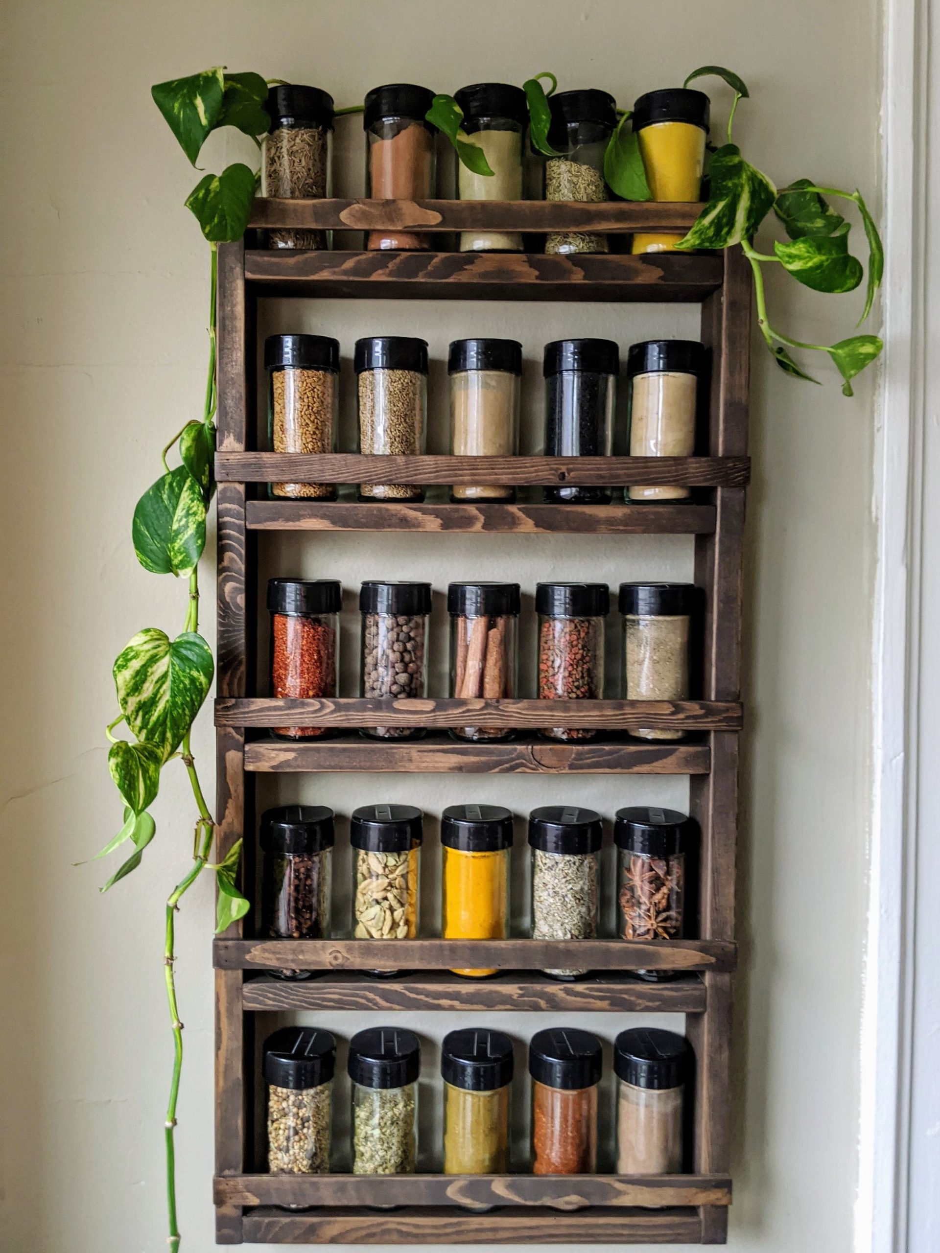 Wall Spice Rack · Wooden Shelf · Kitchen Organization Idea · Essential ... throughout Shelf For Spices Jars