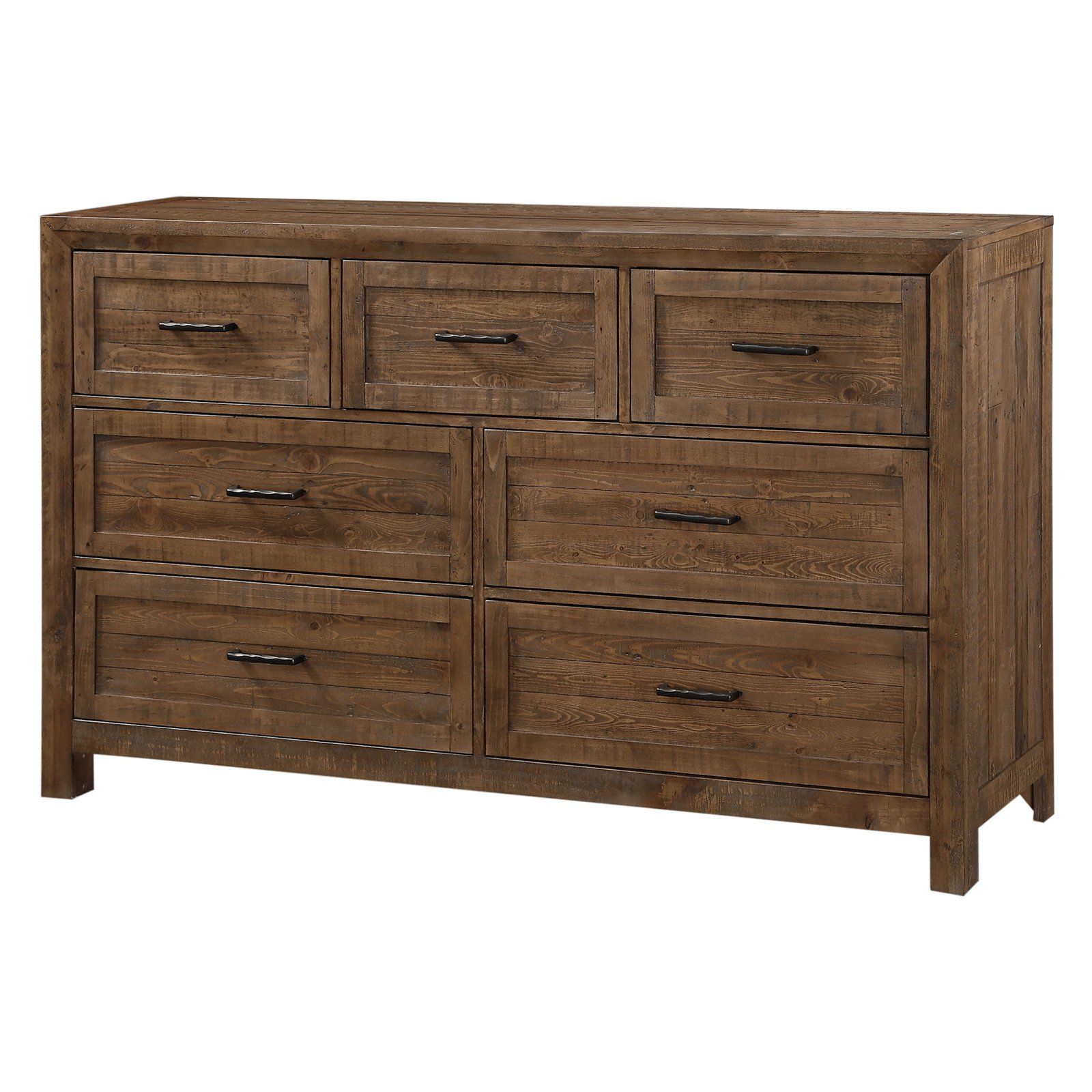 Wallace & Bay Pine Valley Carmel Brown 7 Drawer Dresser With Optional Mirror | Rustic Dresser ... intended for A Deep Dive Into the Carmel 7 Drawer Dresser White Design and Functionality