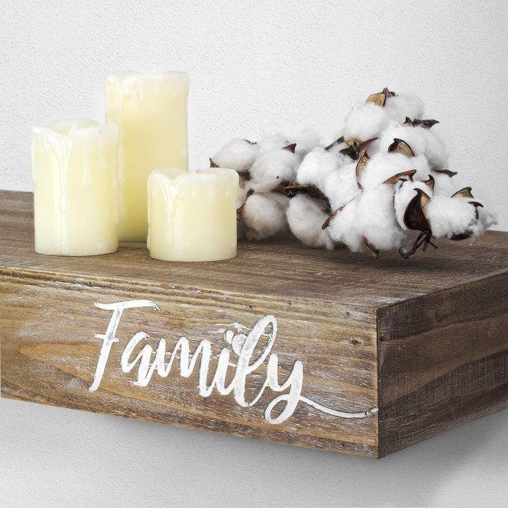Walnut "Family" Text Engraving Floating Wall Shelf | Michaels | Floating Wall, Floating Wall ... throughout Floating Wall Shelf With "Gather" Text Engraving