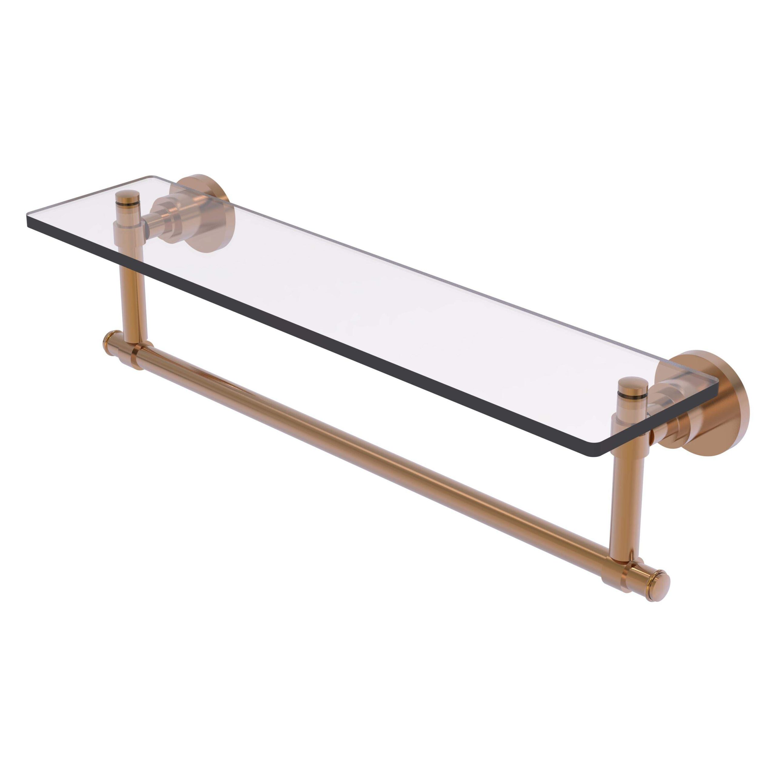 Washington Square Collection 22-In Glass Vanity Shelf With Integrated ... in 22" Glass Vanity Shelf With Integrated Towel Bar, Matte Black