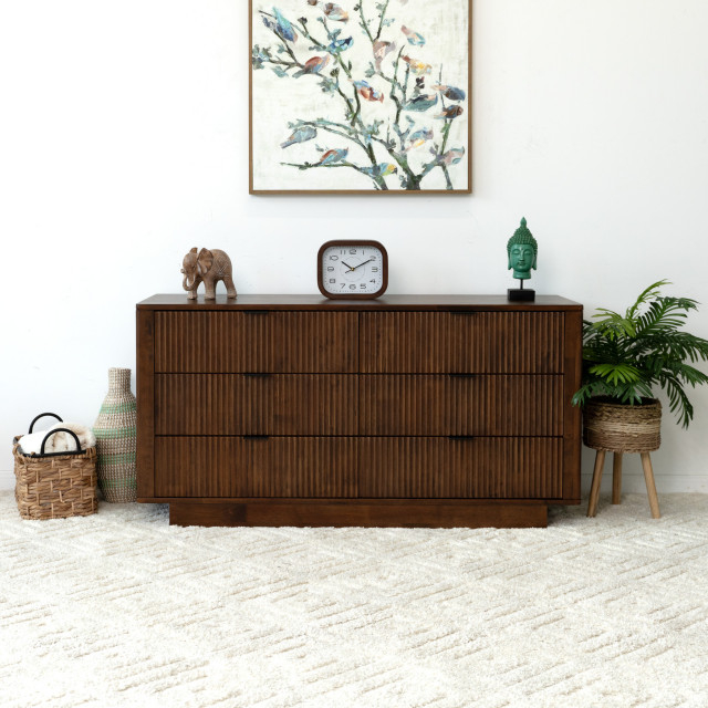 Webster Mid Century Modern Walnut Dresser With 6 Drawers - Transitional ... intended for Styling Your Space with the Iconic Webster 6-Drawer Walnut Dresser