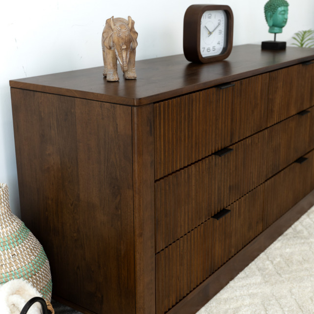 Webster Mid Century Modern Walnut Dresser With 6 Drawers - Transitional ... regarding Styling Your Space with the Iconic Webster 6-Drawer Walnut Dresser