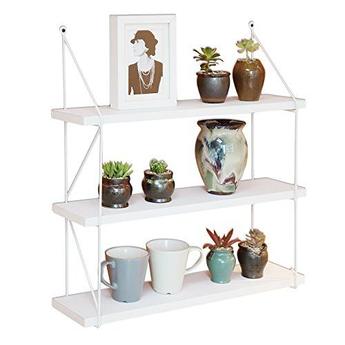Welland 3-Tier Display Wall Shelf Storage Rack Wall Rack Holder Rack, Espresso | Wall Shelves ... regarding Choosing the Right 3-Tier White Wall Shelf for Your Needs