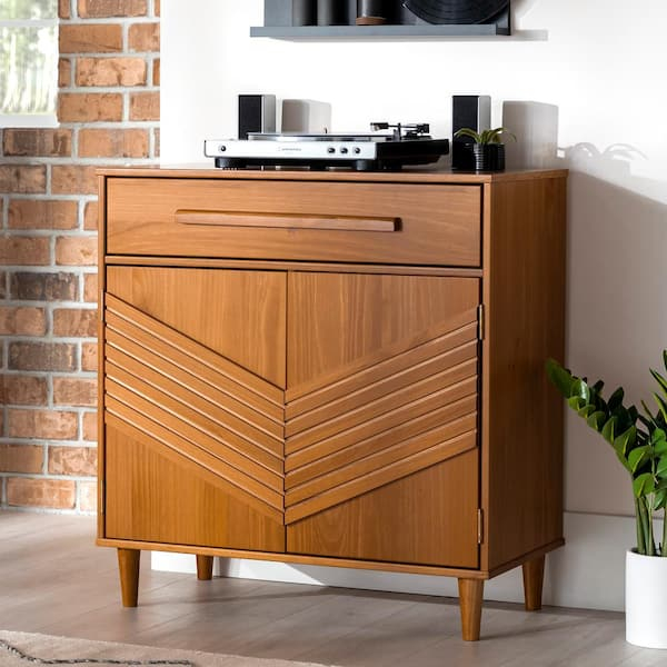 Welwick Designs Caramel Solid Wood 1-Drawer Accent Cabinet With 3D ... pertaining to Beyond Storage How Stone-Textured Cabinets Elevate Your Decor