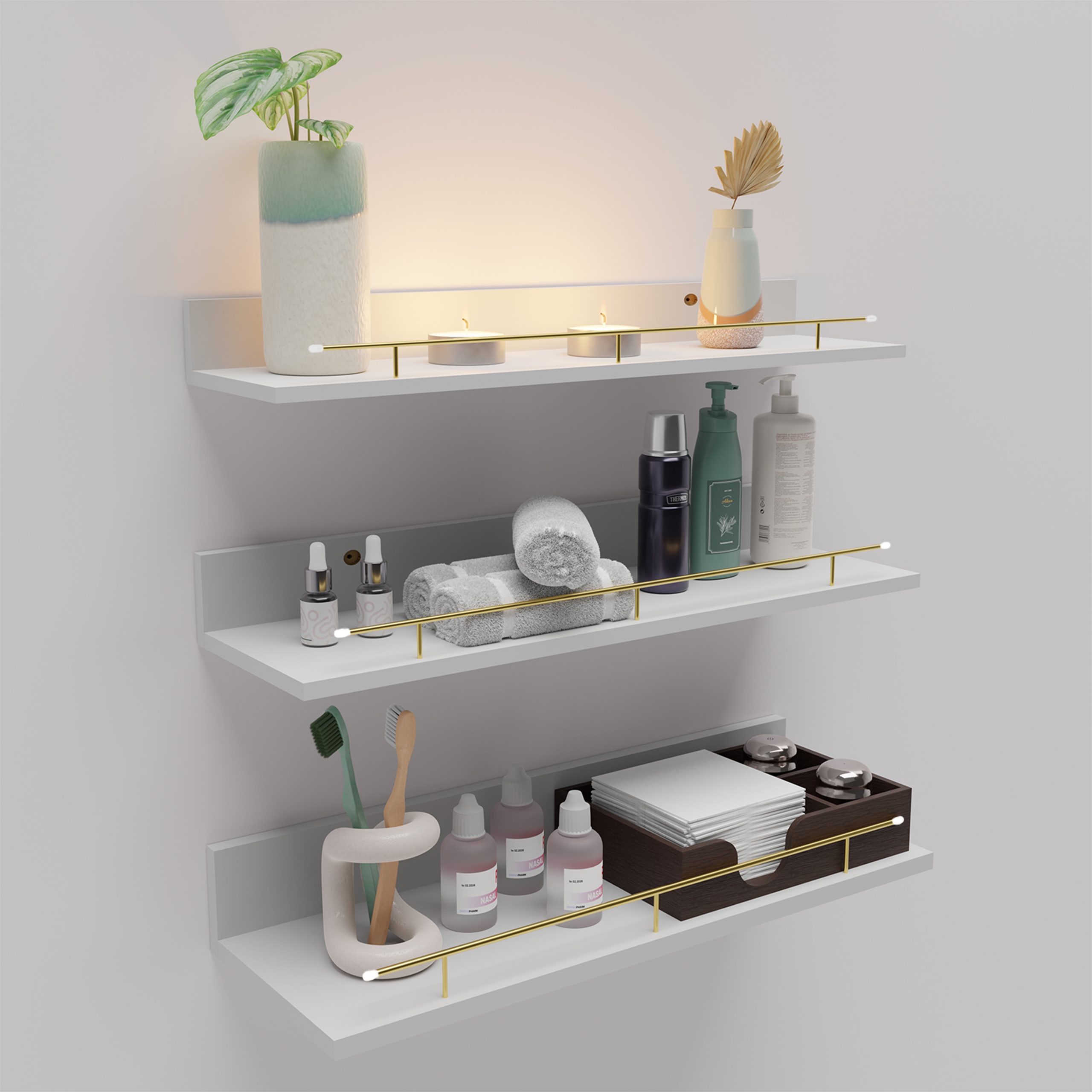 White Floating Wall Shelves Set Of 3, Hanging Decor For Living Room ... for Unlocking the Versatility of White Floating Shelves for Any Room
