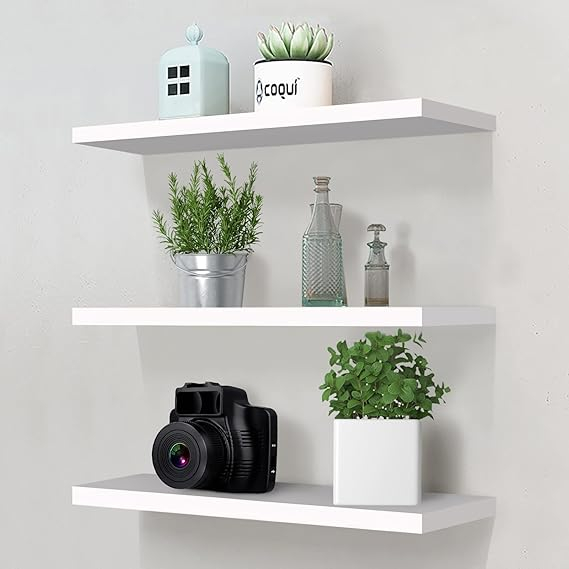 White Floating Wall Shelves,Set Of 3 Wall Mounted Floating Shelves Decorative Rack Shelf, Modern ... with regard to Unlocking the Versatility of White Floating Shelves for Any Room