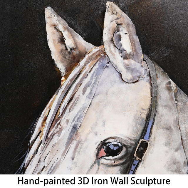 "White Horse" Mixed Media Iron Hand Painted Dimensional Wall Art 48X32 ... with regard to The Symbolism and Storytelling in "White Horse" Hand-Painted Art