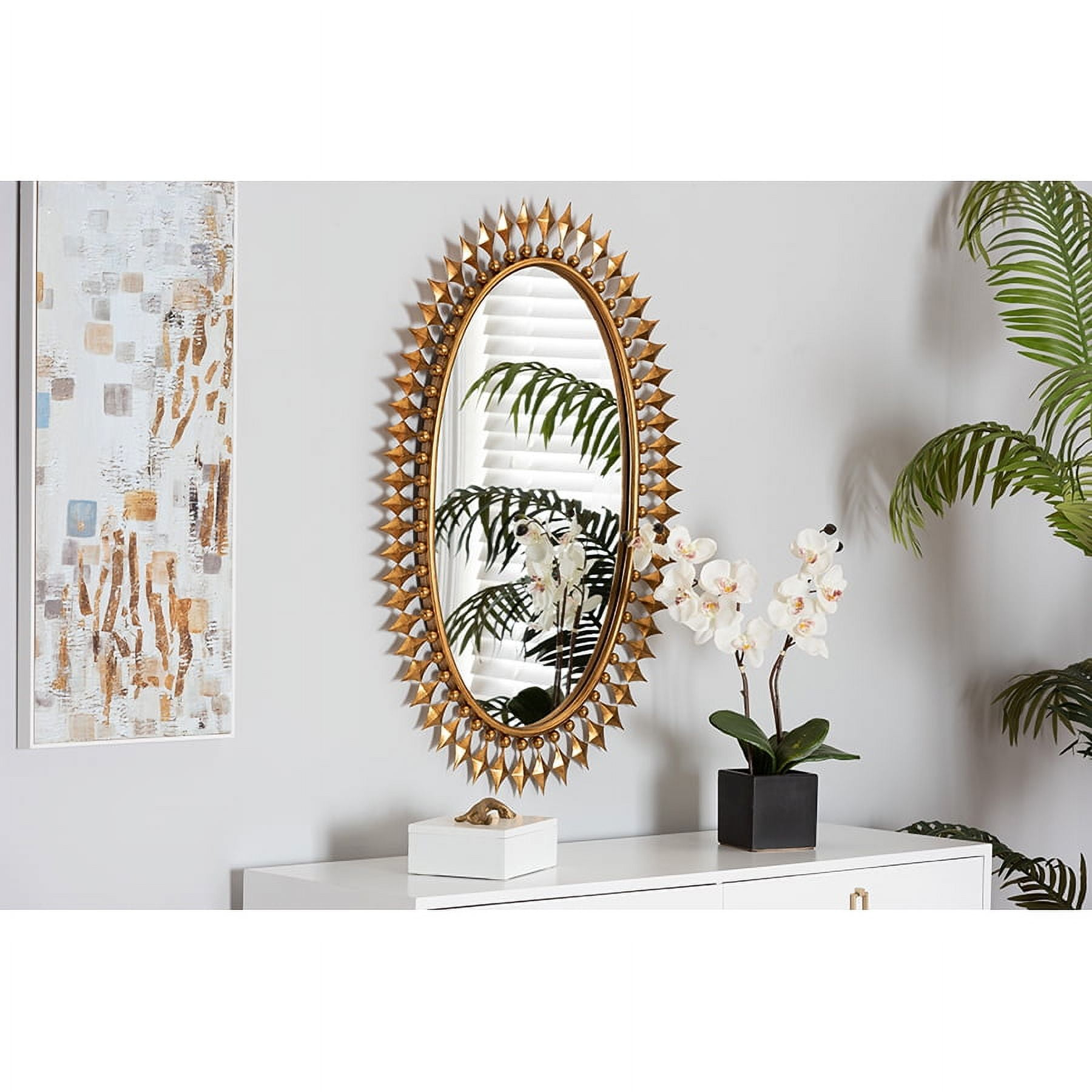 Wholesale Interiors Baxton Studio Rogier Modern Glam Goldleaf Metal ... intended for Rogier Modern Glam And Luxe Antique Goldleaf Metal Accent Wall Mirror