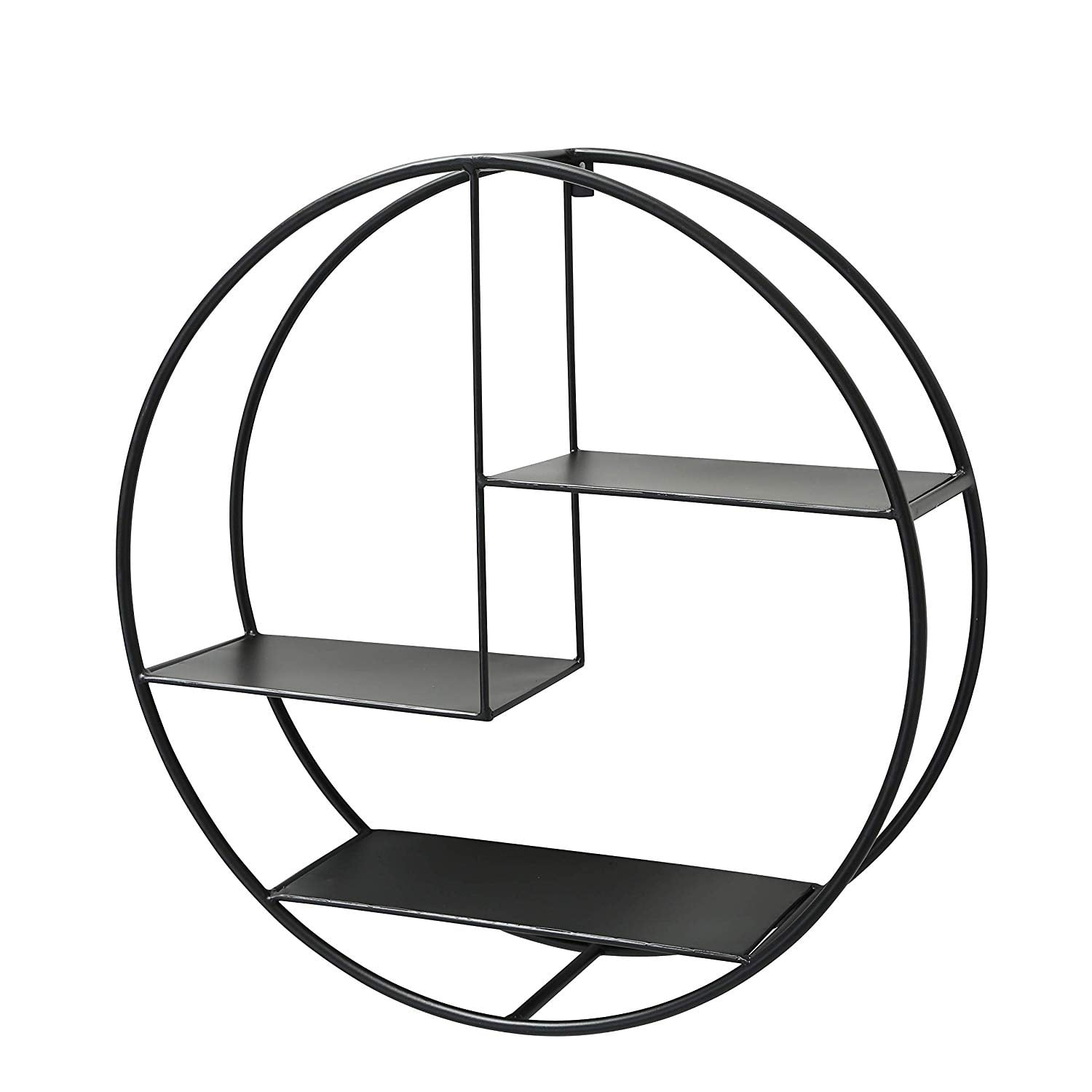 Whw Industrial Round Metal Wall 3 Shelf Unit, Floating, Contemporary ... for Geometric shelving as architectural statement in contemporary interiors