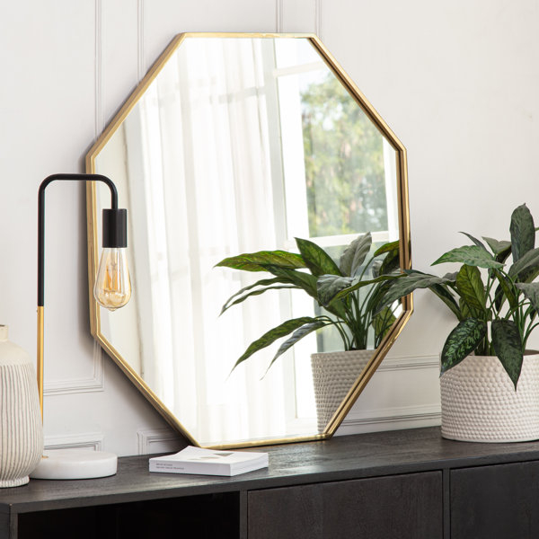 Willa Arlo Interiors Minchinhampton Octagon Metal Framed Wall Mounted ... intended for Finding the Perfect Fit A Guide to 32x28 Octagonal Mirrors in Black and Gold