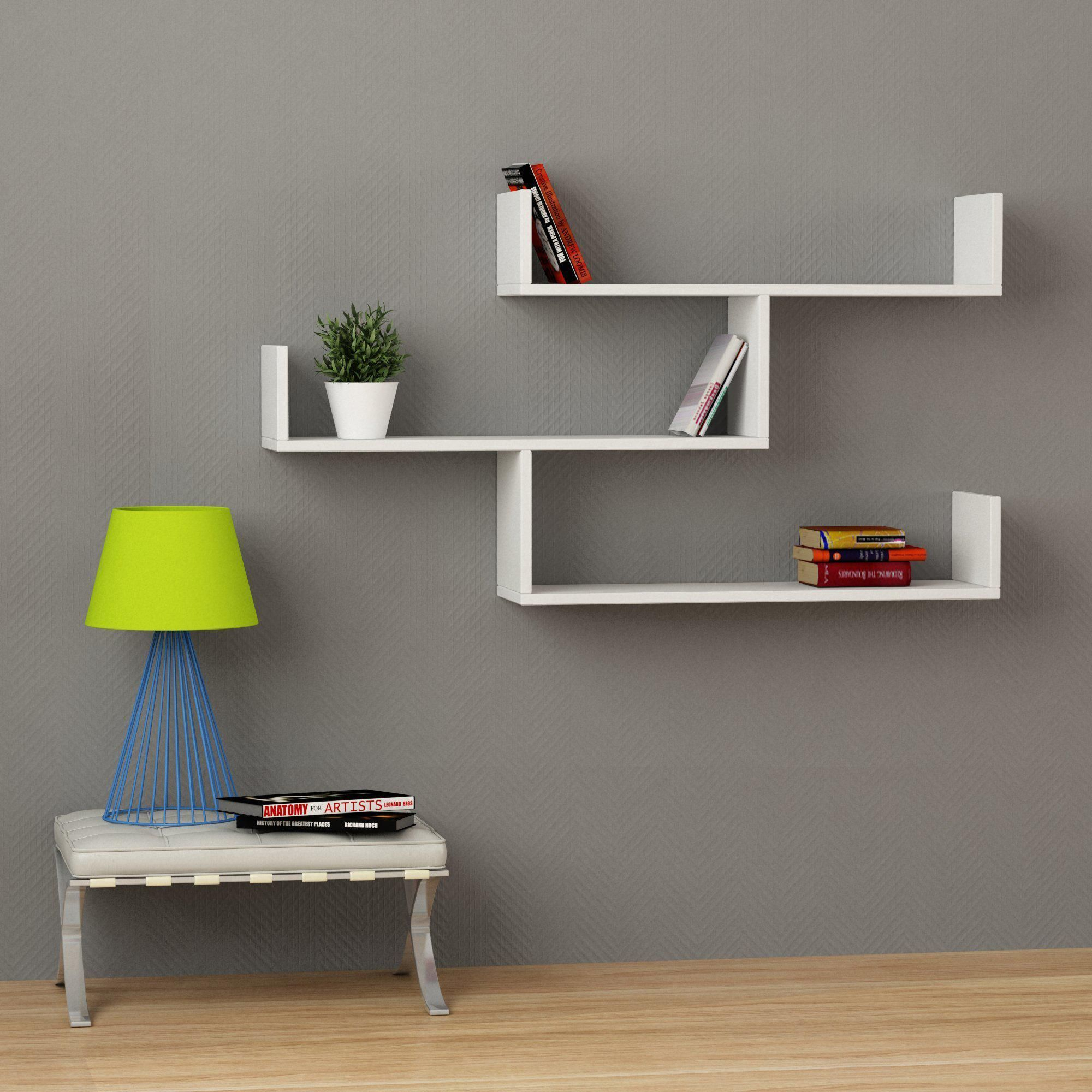 Wilton White Modern Wall Shelf – Authenturkish | Modern Wall Shelf ... throughout Building smart storage solutions that blend seamlessly with staircases