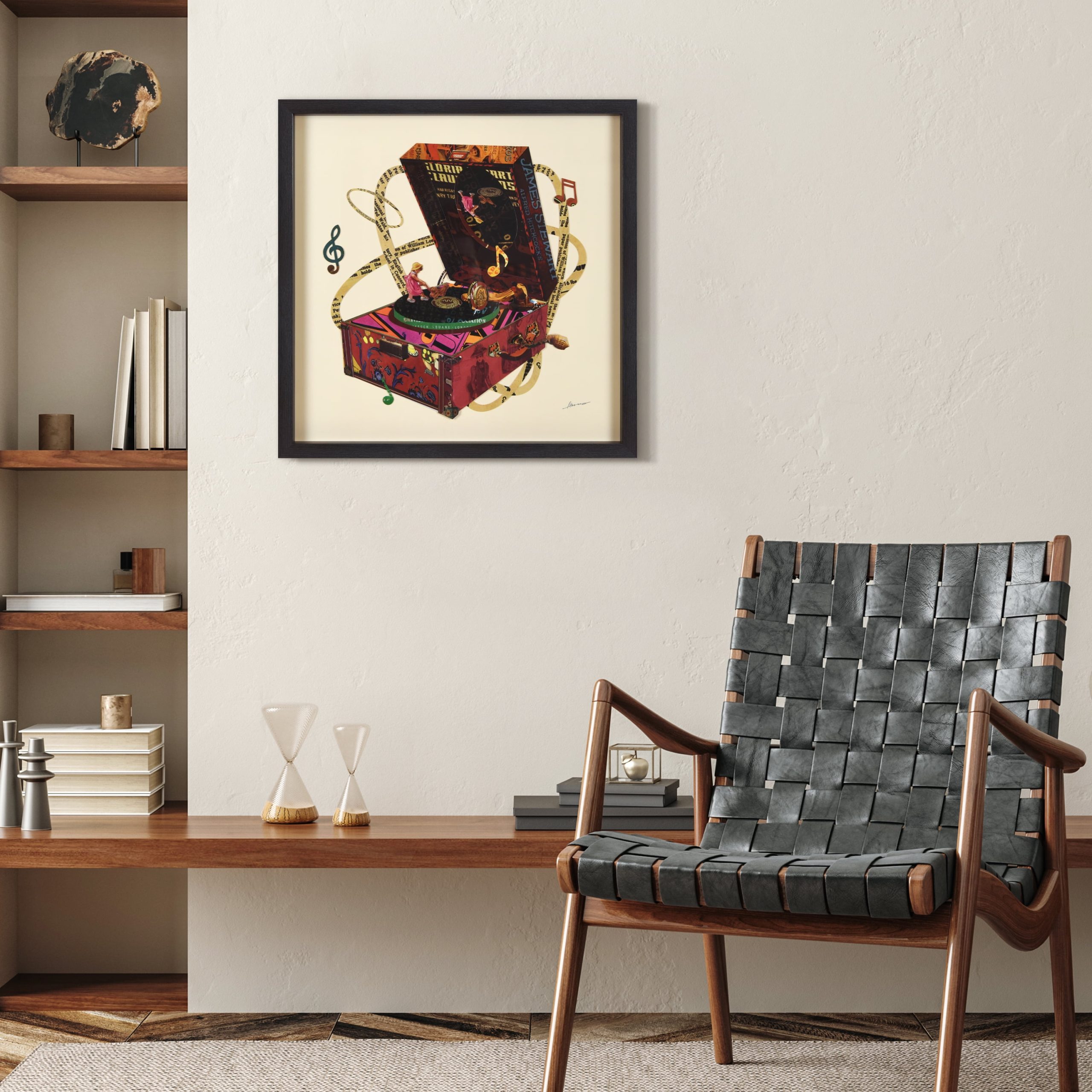 "Wind Up 78" Alex Zeng’s Dimensional Collage, Under Glass & A Black Shadow Box Frame - Walmart.com inside Preserving Musical Memories The Magic of Under-Glass Saxophone Collages
