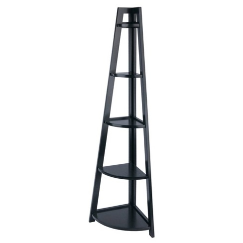 Winsome 58" Adam A Frame Corner Shelf Black: Mid-Century Modern Design ... within Corner Shelf, Black