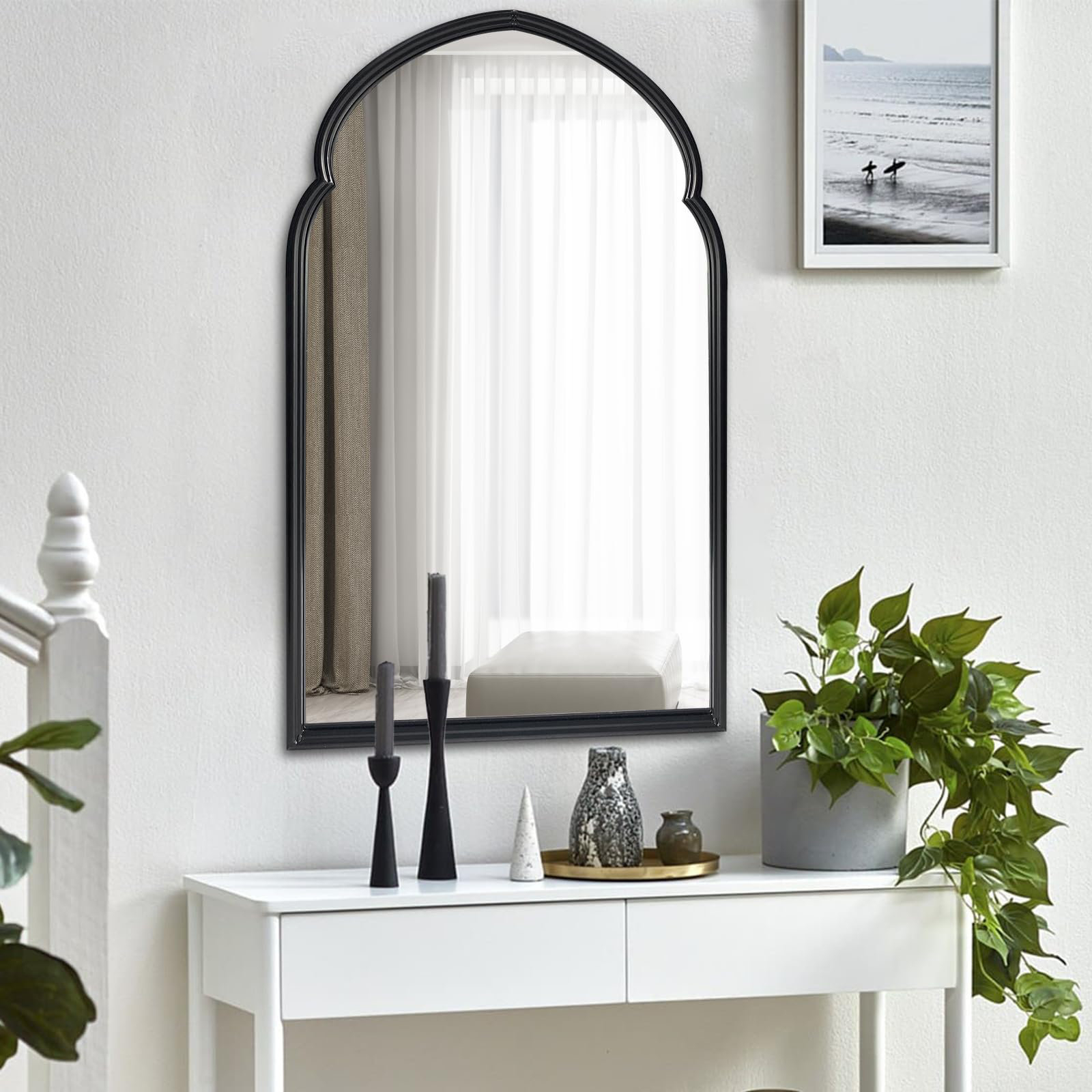 Winston Porter Arched Wall Mirror, Black Bathroom Mirror, 38" X 22 ... with regard to The Art of Placing Your 38" Rectangle Accent Mirror for Maximum Impact