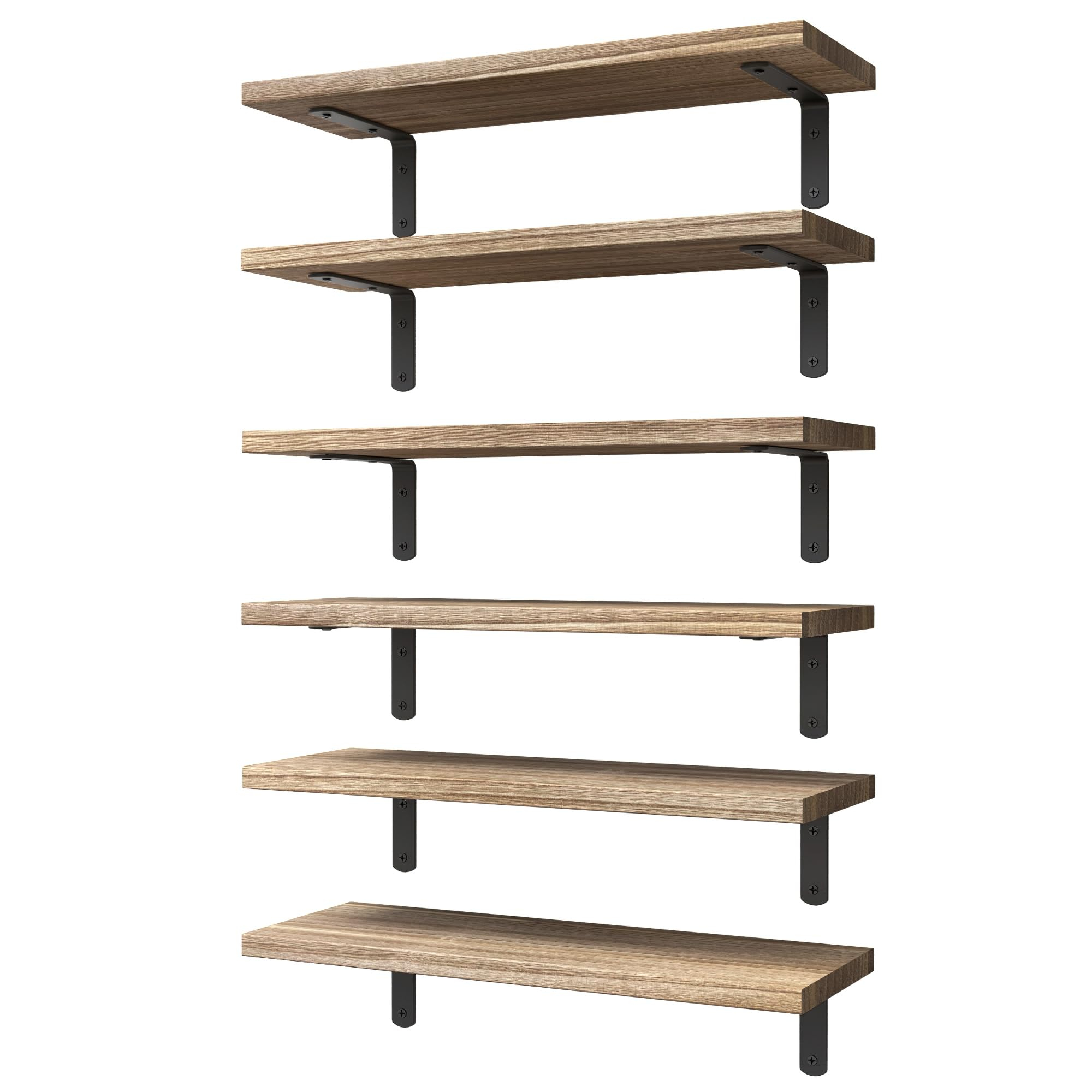 Wopitues Floating Shelves Set Of 6, Wood Floating Shelves For Bedroom ... pertaining to Understanding the Charm of Ladd's Rustic Brown Shelving