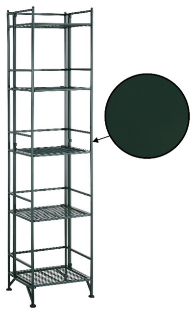 Xtra Storage Five-Tier Folding Metal Shelf In Forest Green Metal Frame ... throughout Green Metal Folding Shelf Smart Storage Solutions for Any Room