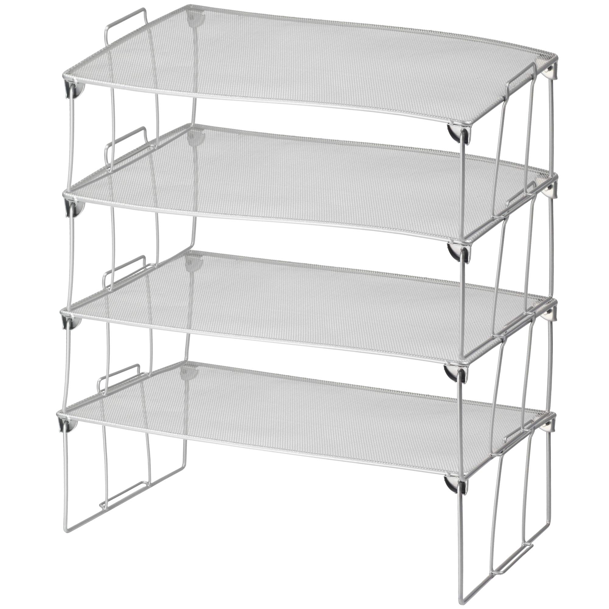 Ybm Home Stackable Mesh Shelf Silver Storage Rack For Kitchen/Office ... inside Ybm Home Stackable Mesh Shelf Silver 16.25"X10"X5", 2-Pack