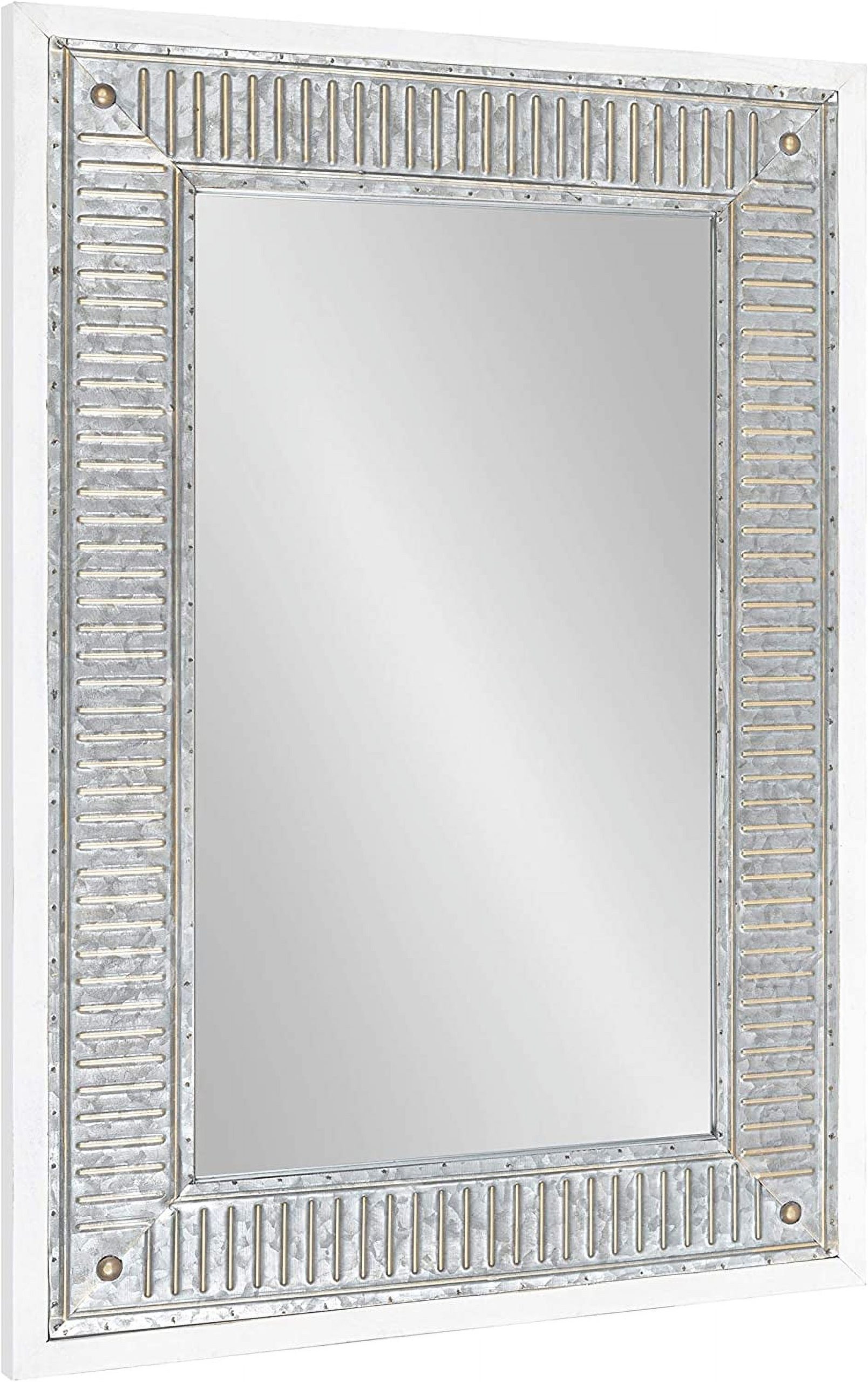 Yumiao Deely Farmhouse Wall Mirror, 20 X 30, White, Rustic Wall Decor With Galvanized Metal ... for Beyond the Shine Understanding Galvanized Metal Wall Mirrors