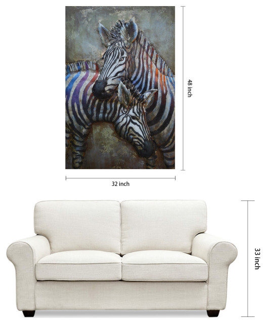 Zebra Wall Art Primo Mixed Media Hand Painted Iron Wall Sculpture 32X48 ... pertaining to Bringing the Wild Home Exploring Zebra Iron Wall Art