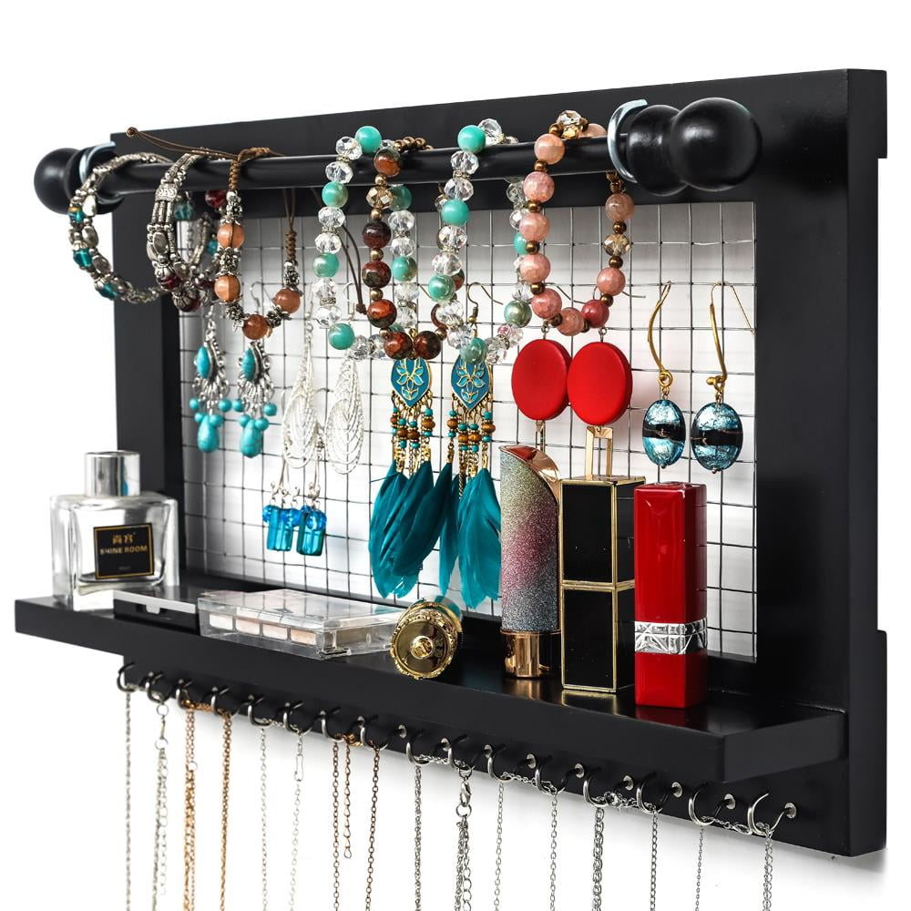 Zimtown - Zimtown Wood Wall Mounted Jewelry Holder With Shelf, Hanging ... with Shelf For Jewelry Display