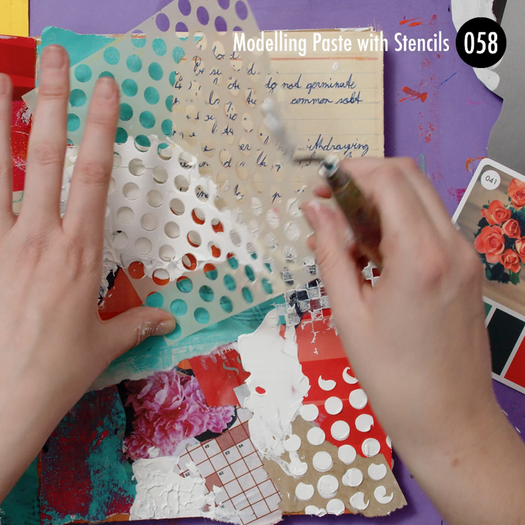 100 Mixed Media Techniques Anyone Can Try- Sarah Renae Clark pertaining to Creative Ways to Apply Stencil Designs with Paste and Stamp