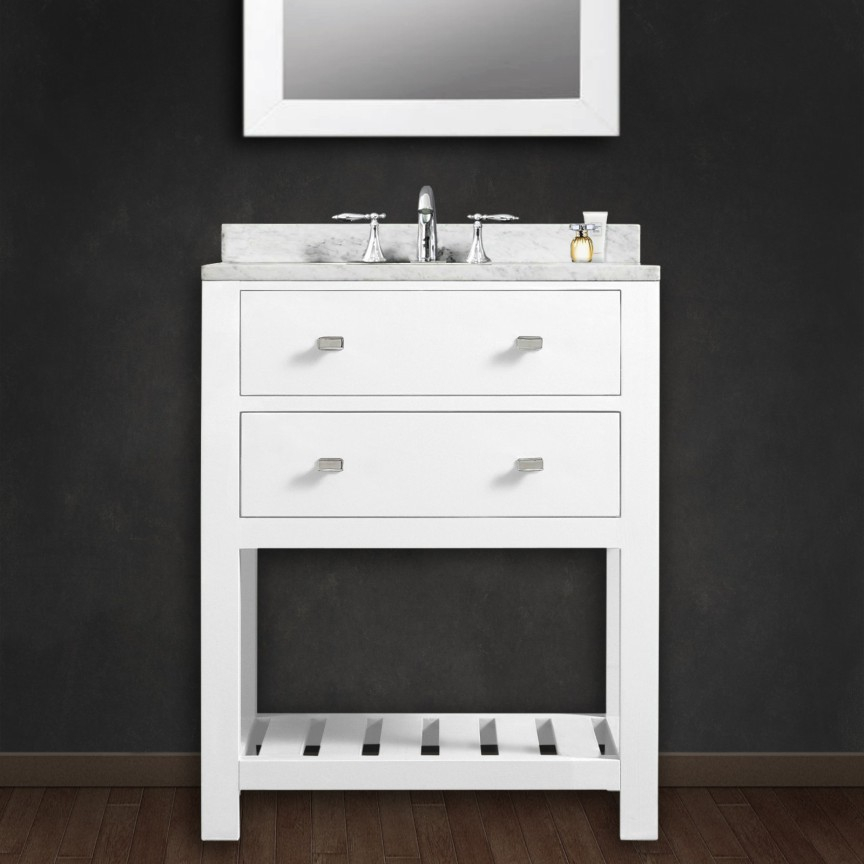 24 Inch White Single Sink Bathroom Vanity in Prestige 24" Bathroom Vanity-White White