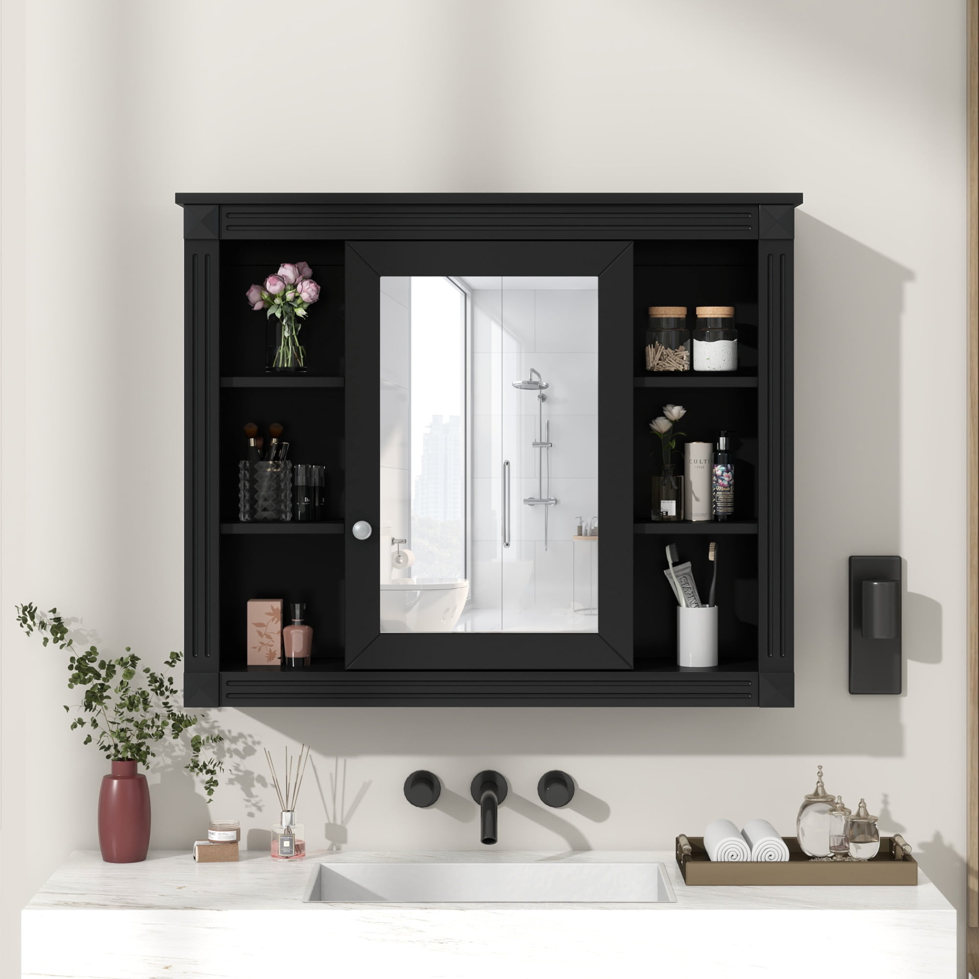 29'' X 28'' Modern Wall Mounted Bathroom Medicine Cabinet, Bathroom ... for Dune Wall Mounted Bathroom Medicine Cabinet, Brown