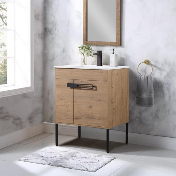 30 In. W X 18 In. D X 35 In. H Freestanding Or Floating Bath Vanity In ... with 18X15., Bath Vanity, Imitative Oak