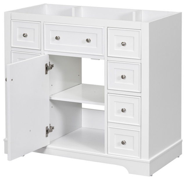 36" Freestanding Bath Vanity Cabinet Without Top, White - Transitional ... inside Designing with simplicity timeless white vanity cabinets