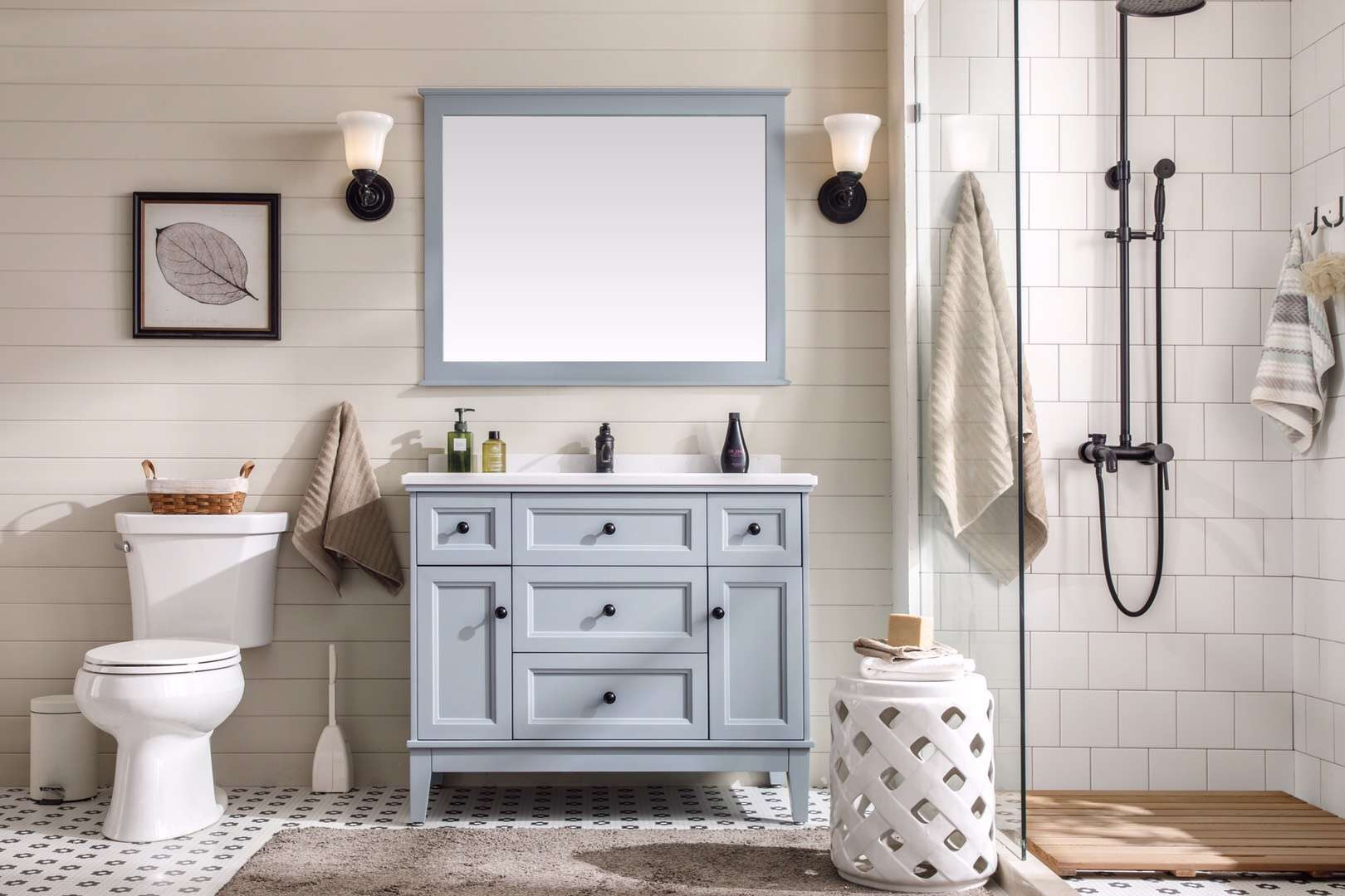 40Inch Light Grey Bathroom Vanity Cabinet Combo With More Drawers pertaining to How Light Gray Milwaukee Bathroom Cabinets Transform Small Spaces