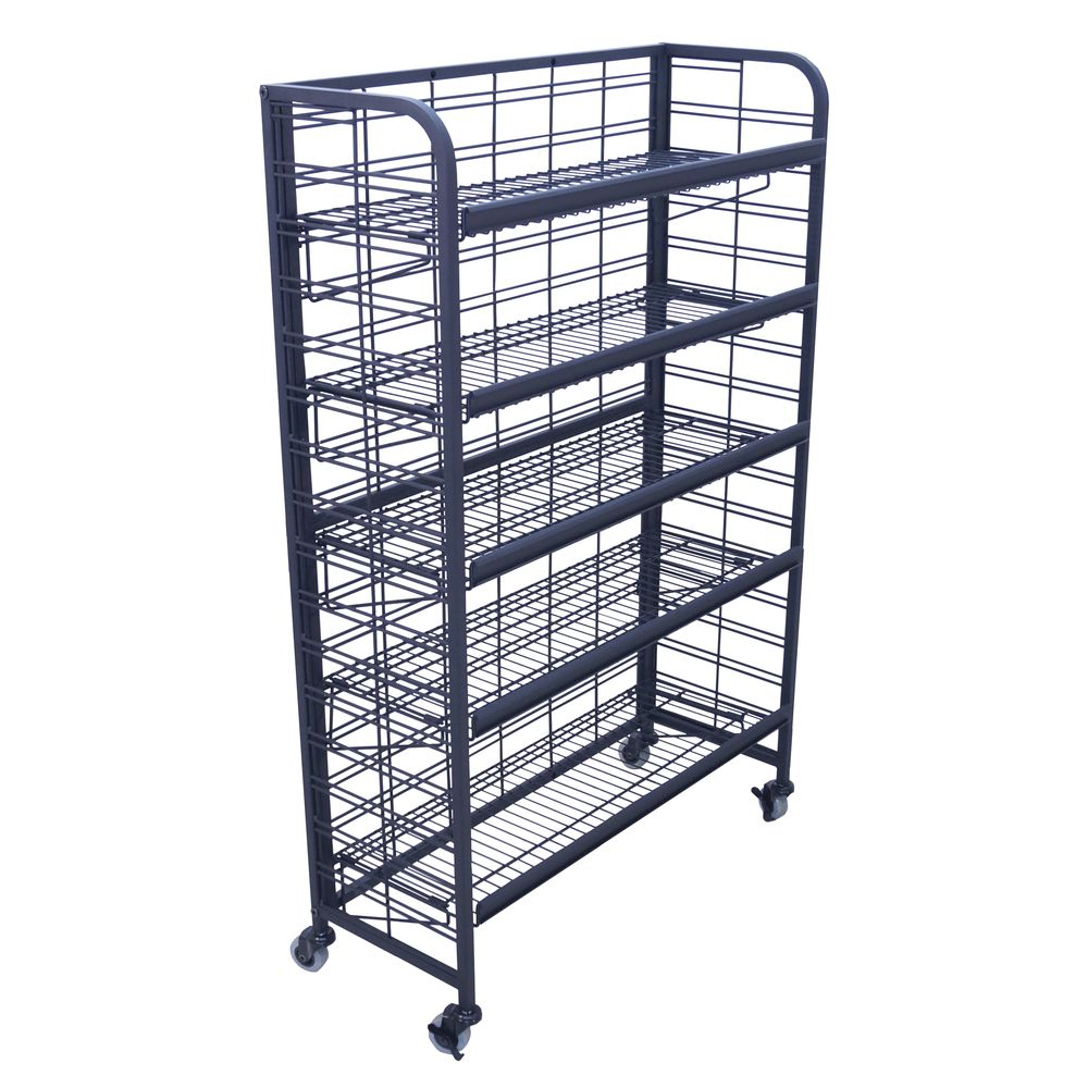 5-Shelved Rolling Rack, Black pertaining to Industrial Flexibility Through Mobile Storage Systems in Urban Environments