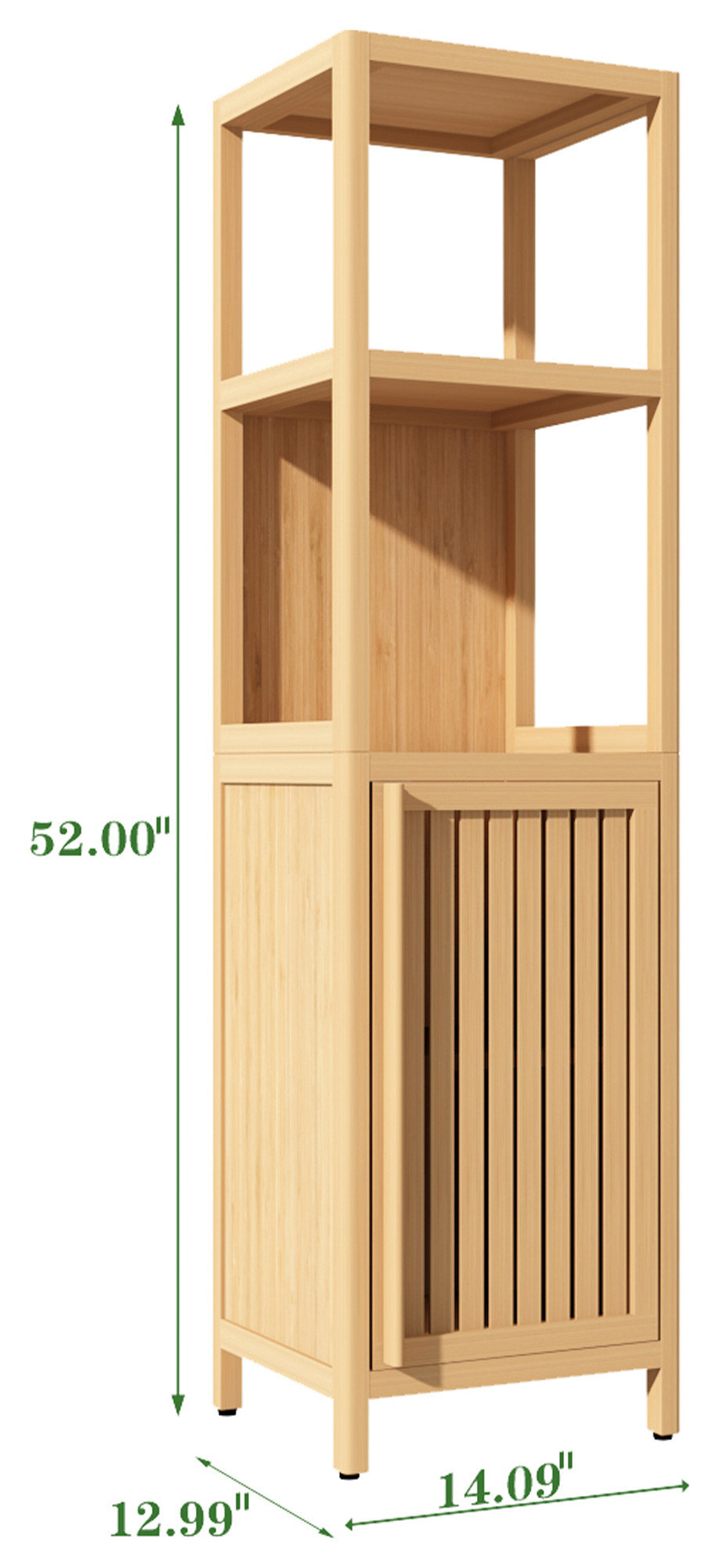 52" Tall Wood 1-Door Bath Cabinet, Natural, Open Shelf - Transitional ... intended for The Ultimate Guide to Installing 67 Wood 1 Door Bathroom Cabinets
