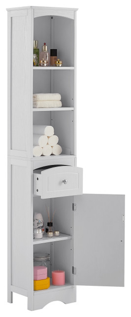 67" Wood 1-Door Bathroom Cabinet With Adjustable Shelves - Transitional ... inside The Ultimate Guide to Installing 67 Wood 1 Door Bathroom Cabinets