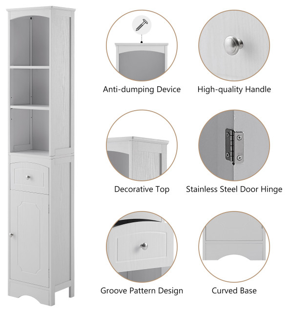 67" Wood 1-Door Bathroom Cabinet With Adjustable Shelves - Transitional ... regarding Exploring the Practical Benefits of Tall Wooden Bathroom Cabinets