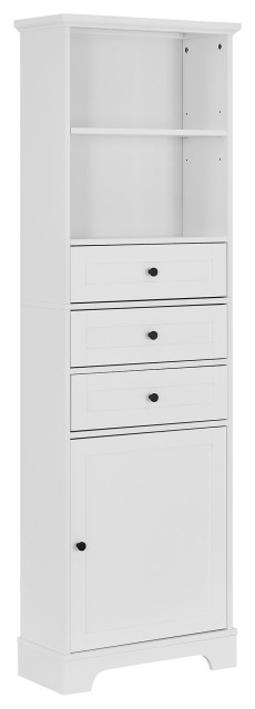 68" Tall Freestanding Bath Cabinet, 3 Drawers And Adjustable Shelves ... for 68" Tall Freestanding Bath Cabinet, 3 Drawers And Adjustable Shelf, White