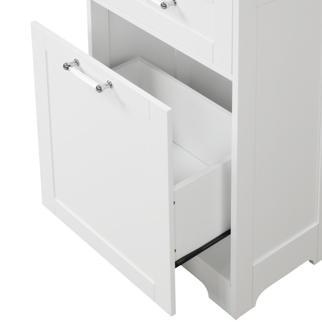 68" Tall Wood 1-Door Bath Cabinet, White, Drawers And Adjustable Shelf ... regarding 67" Wood 1-Door Bathroom Cabinet